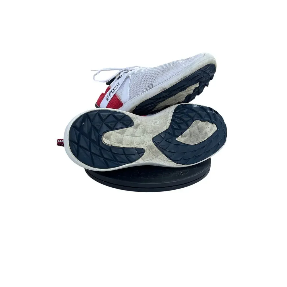 Mens Footjoy FJ Flex US Open Edition Spikeless Golf Shoes Size 10.5 White Blue